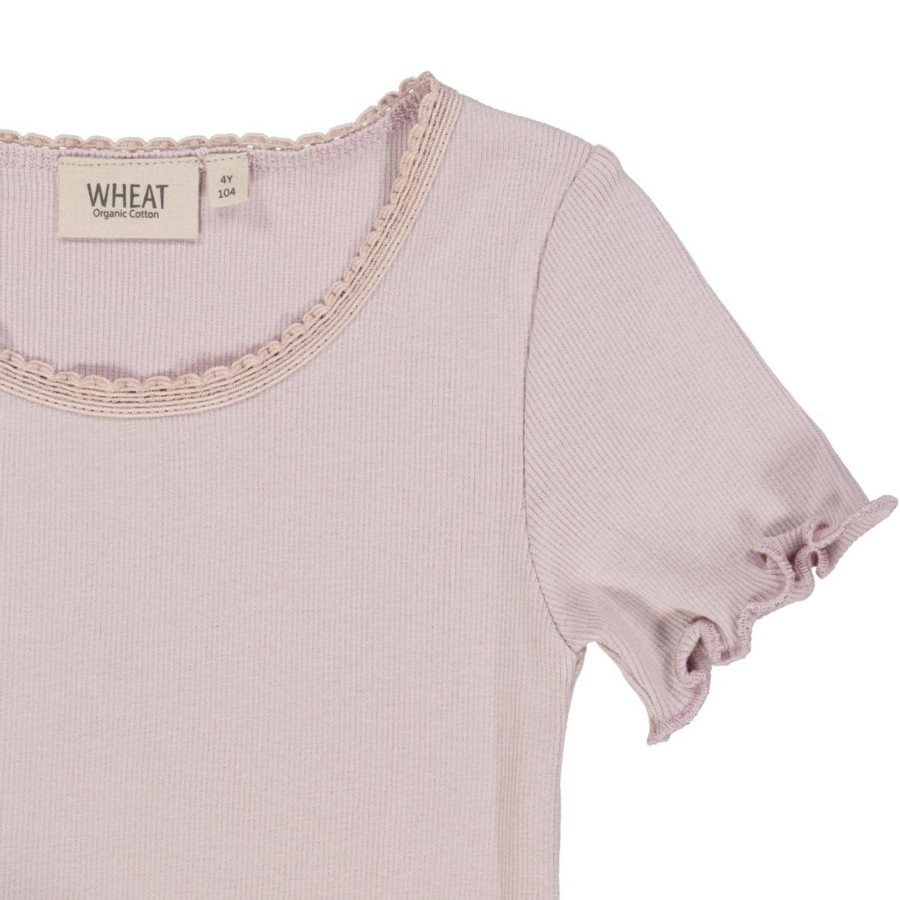 Barneklaer Wheat | Wheat Rib Lace T-Skjorte Til Barn, Soft Lilac