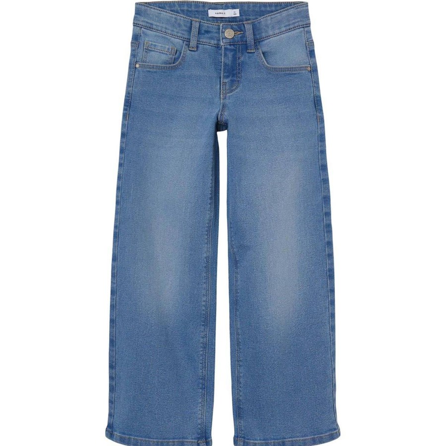 Barneklaer Name It | Name It Rose Wide Jeans Til Barn, Dark Blue Denim