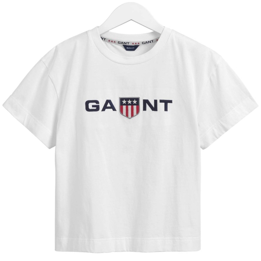 Barneklaer Gant | Gant Cropped Shield T-Skjorte, White