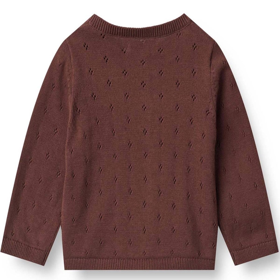 Barneklaer Wheat | Wheat Maia Strikket Cardigan Til Baby, Aubergine