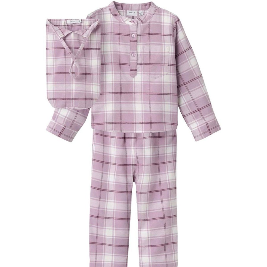 Barneklaer Name It | Name It Ripy Pyjamas M/Ruter Smabarn, Lavender Mist