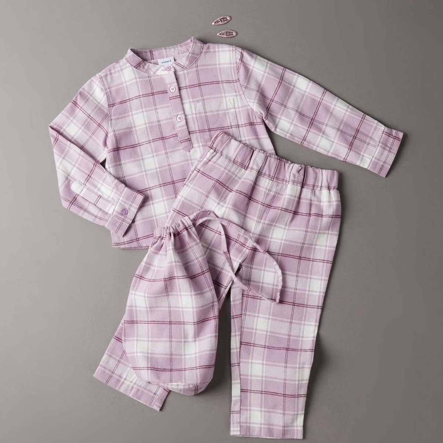 Barneklaer Name It | Name It Ripy Pyjamas M/Ruter Smabarn, Lavender Mist