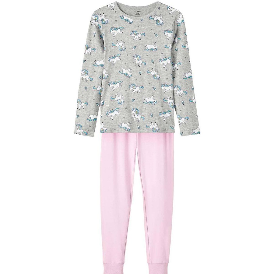 Barneklaer Name It | Name It Pyjamas Med Enhjorning Til Smabarn, Grey Melange