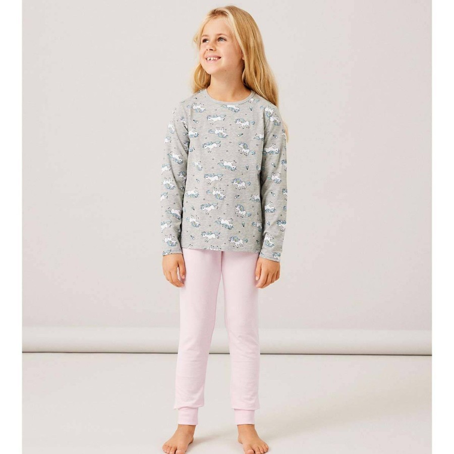 Barneklaer Name It | Name It Pyjamas Med Enhjorning Til Smabarn, Grey Melange