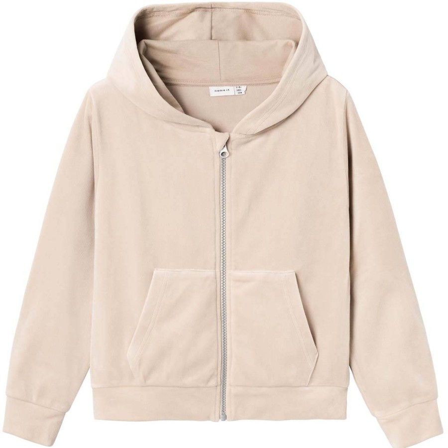 Barneklaer Name It | Name It Dalone Velour Zip-Jakke Til Barn, Oxford Tan