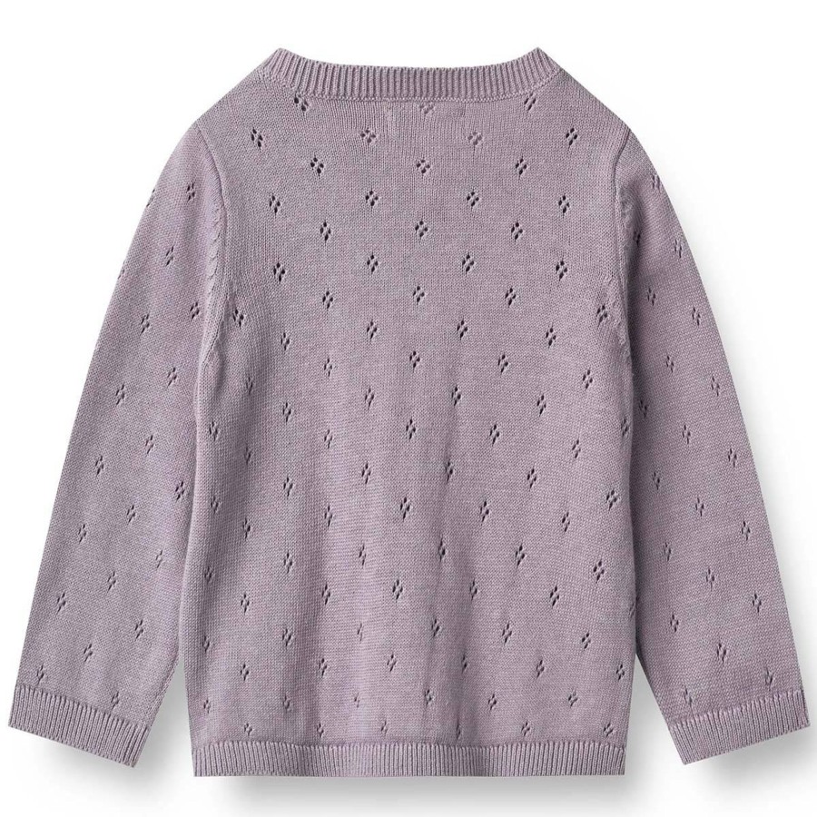 Barneklaer Wheat | Wheat Maia Strikket Cardigan Til Baby, Lavender