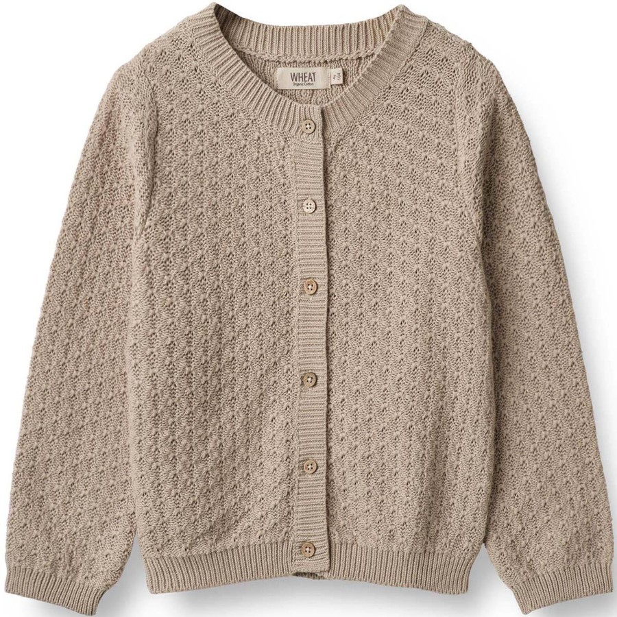 Barneklaer Wheat | Wheat Magnella Strikket Cardigan Til Barn, Soft Beige