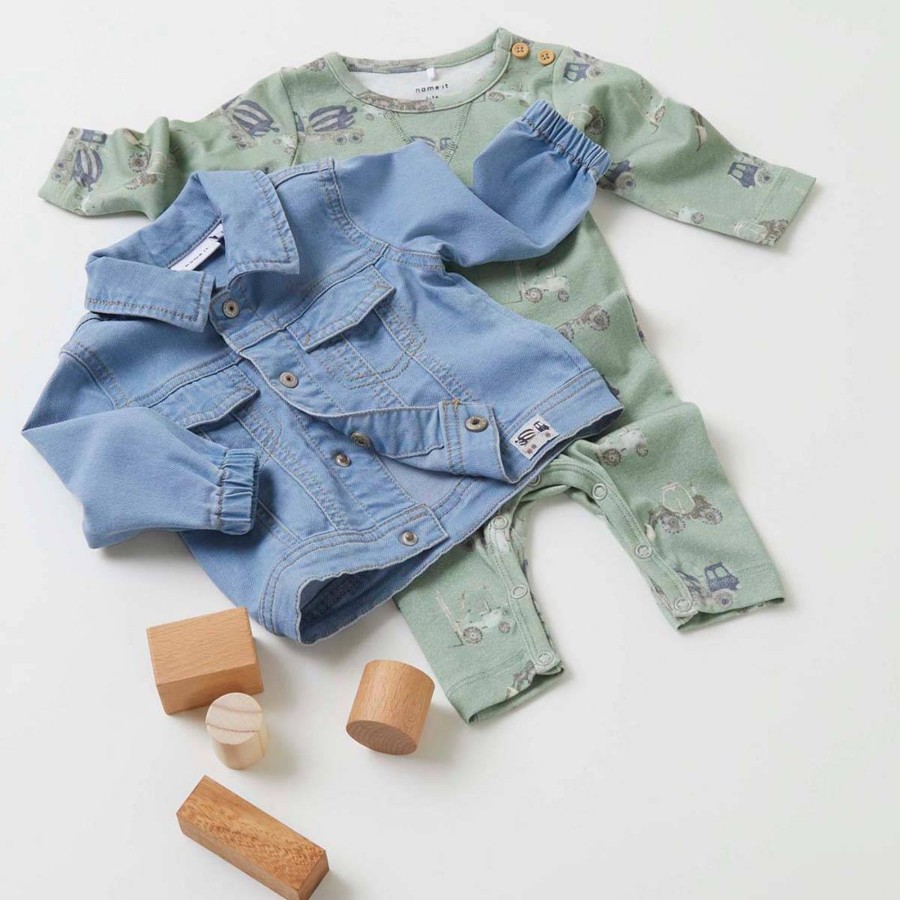 Yttertoy Og Sko Name It | Name It Del Olajakke Til Baby, Light Blue Denim