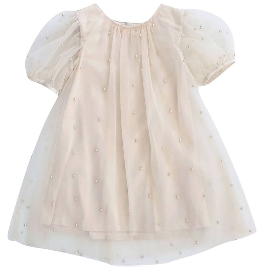 Barneklaer Dolly | Dolly Pearl Tyllkjole Med Puffermer, Cream