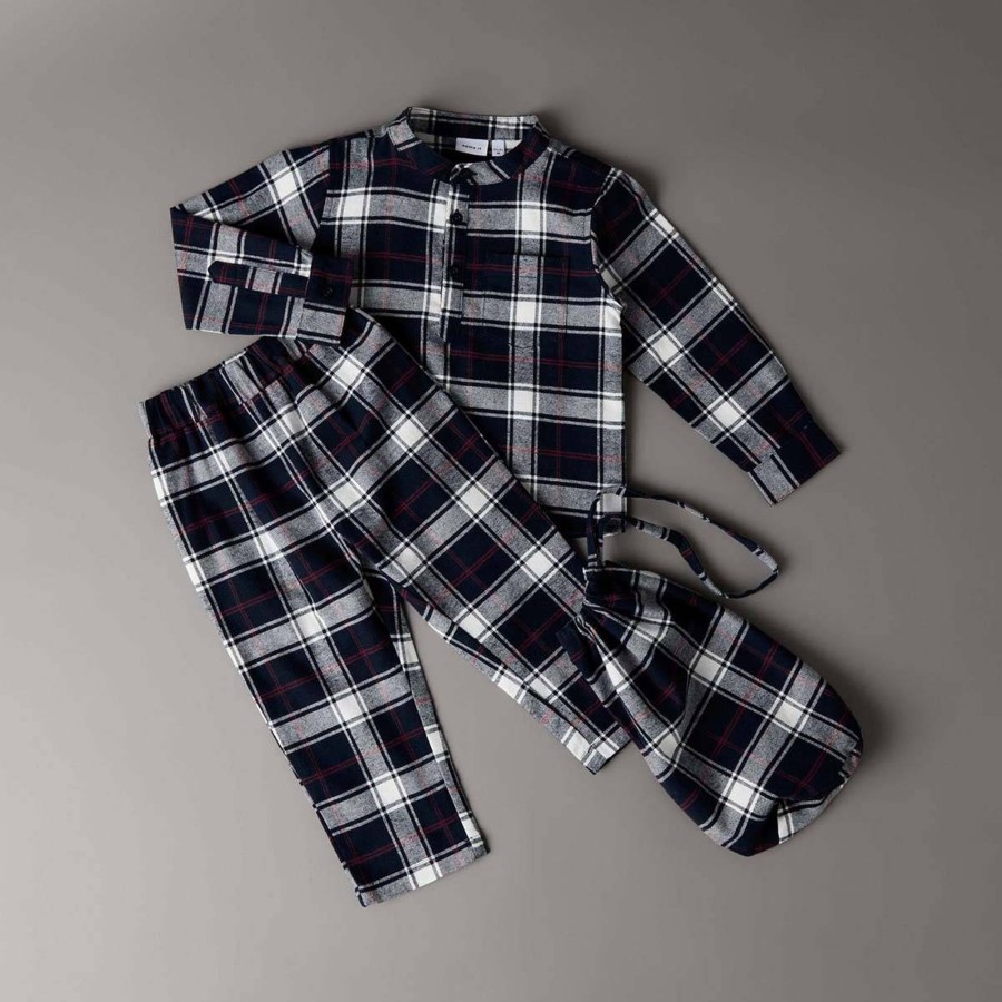 Barneklaer Name It | Name It Ripy Pyjamas M/Ruter Smabarn, Dark Sapphire