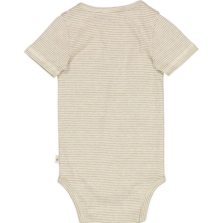 Barneklaer Wheat | Wheat Kortermet Body Med Striper, Seaweed Stripe