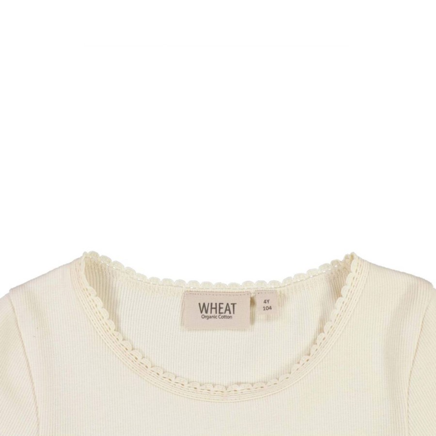 Barneklaer Wheat | Wheat Rib Lace T-Skjorte Til Barn, Eggshell