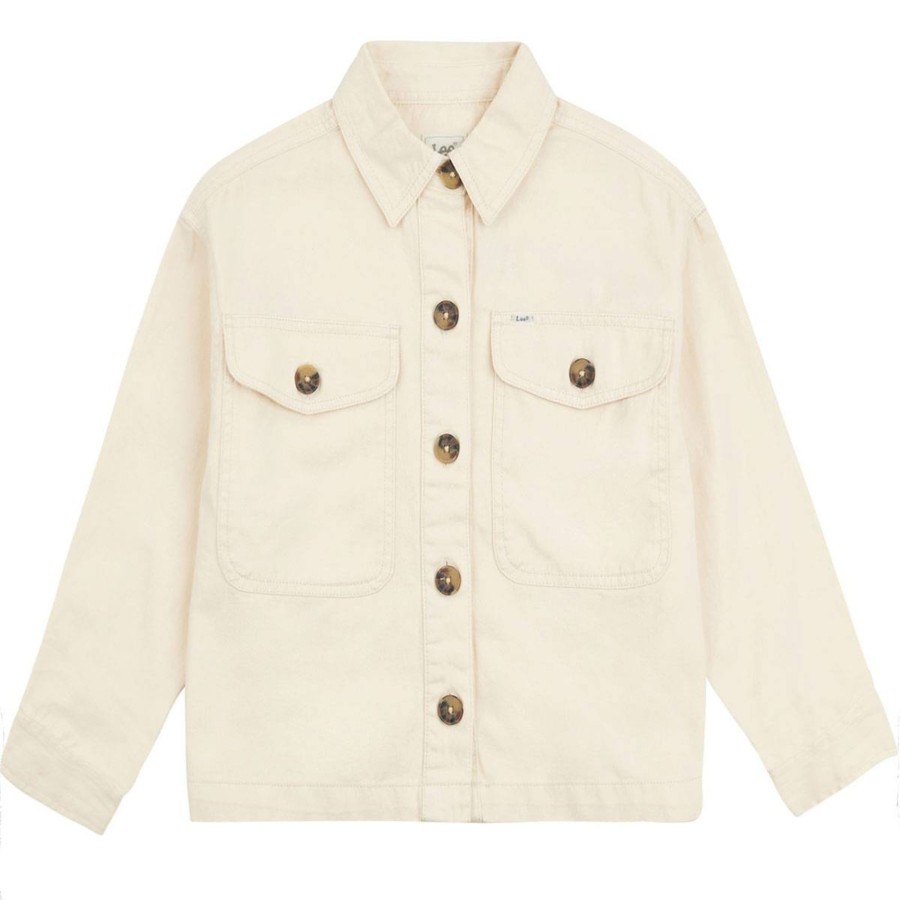 Yttertoy Og Sko Lee | Lee Twill Service Overshirt Jakke Til Barn, Pearled Ivory