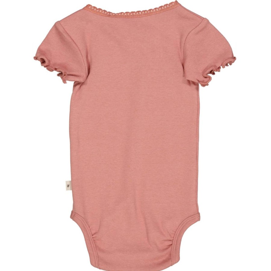 Barneklaer Wheat | Wheat Rib Lace Kortermet Body, Old Rose