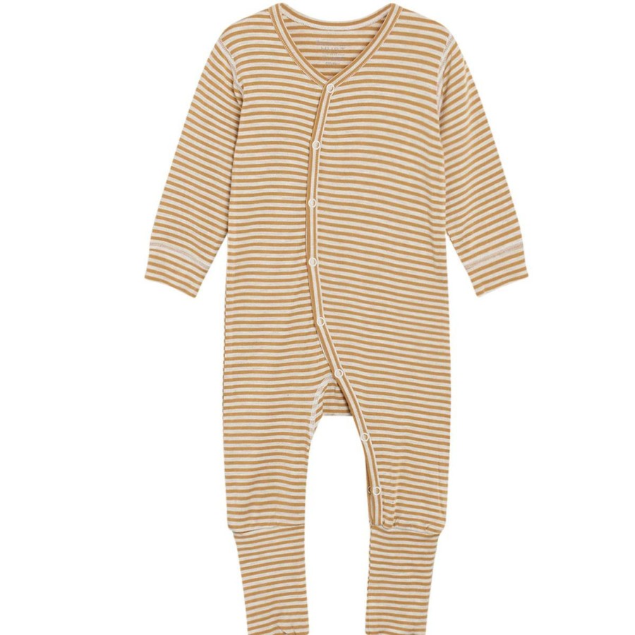 Barneklaer Hust&Claire bambus | Hust & Claire Mulle Heldress I Bambus Striper, Cinnamon