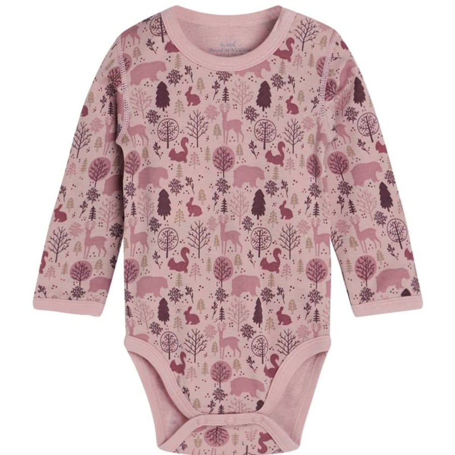 Barneklaer Hust&Claire ull | Hust & Claire Body I Ull/Bambus Skogsdyr, Dusty Rose