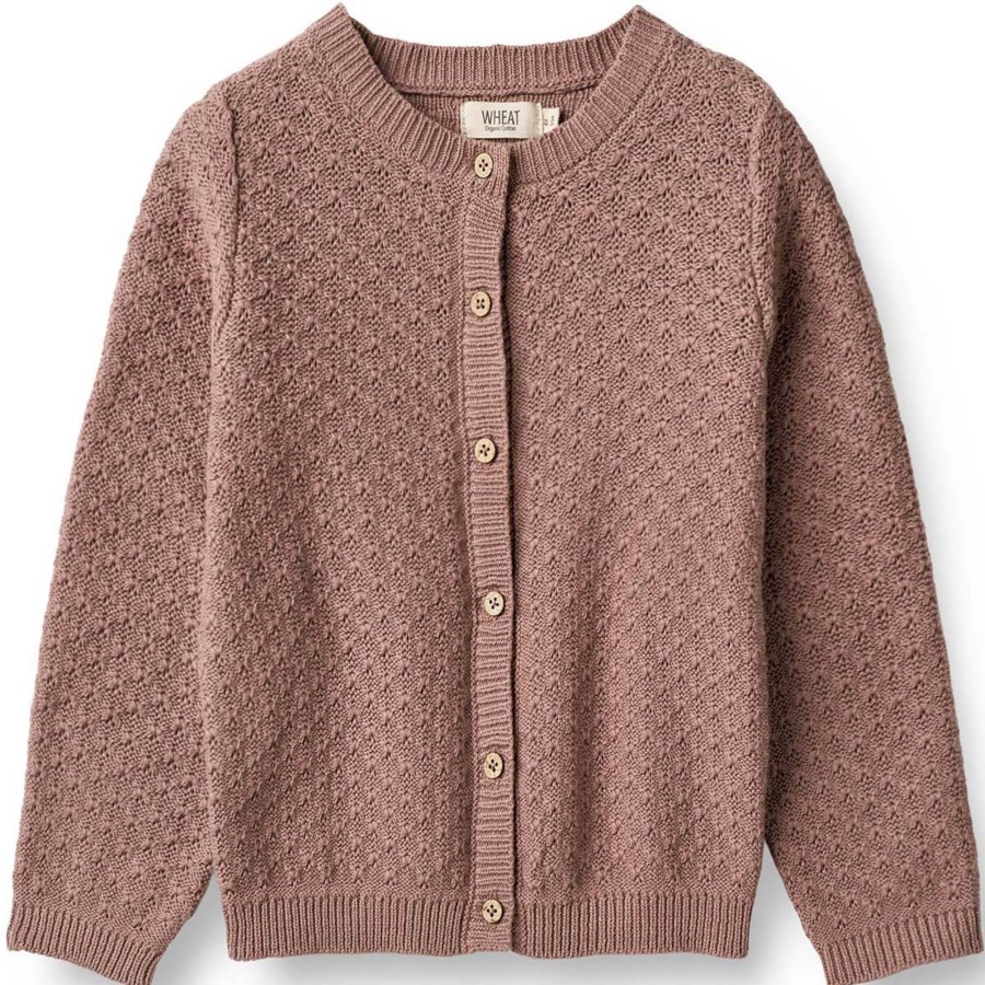 Barneklaer Wheat | Wheat Magnella Strikket Cardigan Til Barn, Lavender Rose